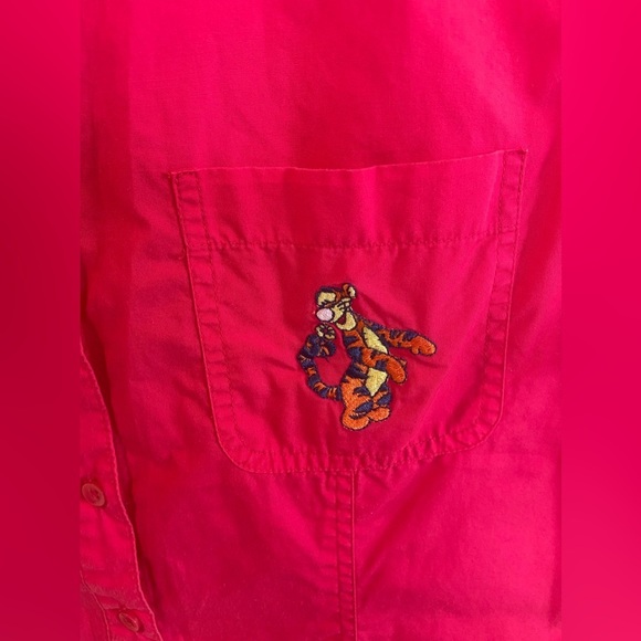 DISNEY Vintage Y2K Tigger Sleeveless Button Up Pink XL 100% Cotton - Picture 6 of 12